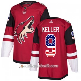 Män Ishockey Arizona Coyotes Tröja Clayton Keller 9 Adidas 2017-2018 Röd USA Flag Fashion Authentic